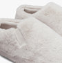 Calvin Klein HOME ANKLE Womens Slippers Triple Eggshell detail view, featuring soft faux fur upper and round toe.