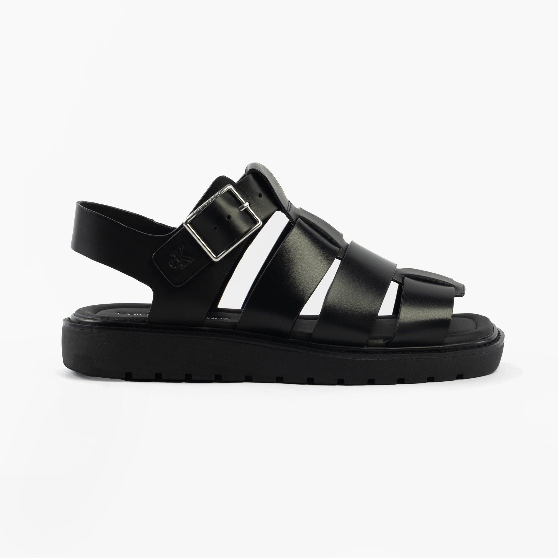 Calvin Klein LEATHER FISHERMAN Womens Sandals Triple Black