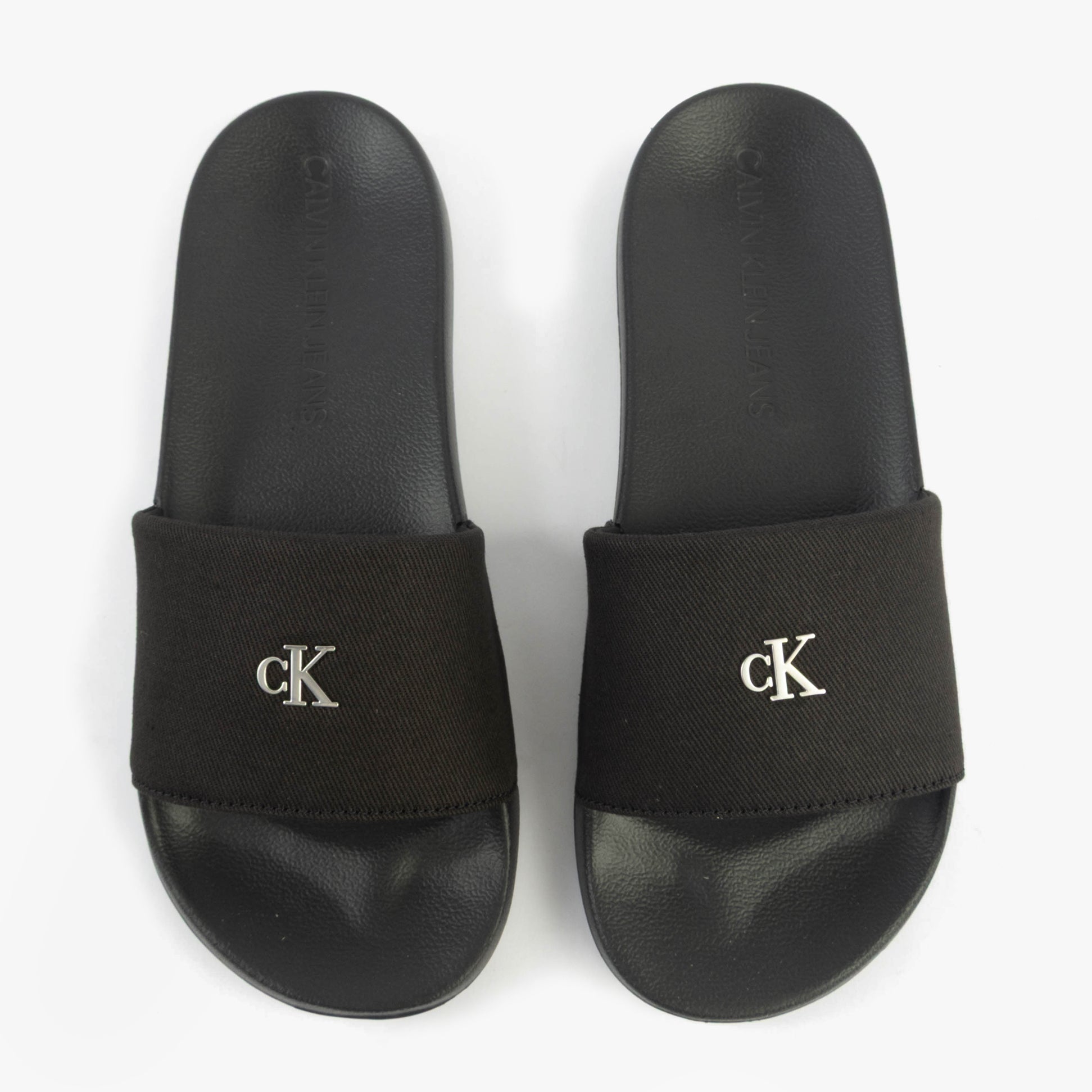 Calvin Klein MONOGRAM Womens Slides Triple Black