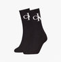 Calvin Klein 2 Pack Logo Trainer Womens Crew Socks Black, front view showcasing socks with CK logo in white.