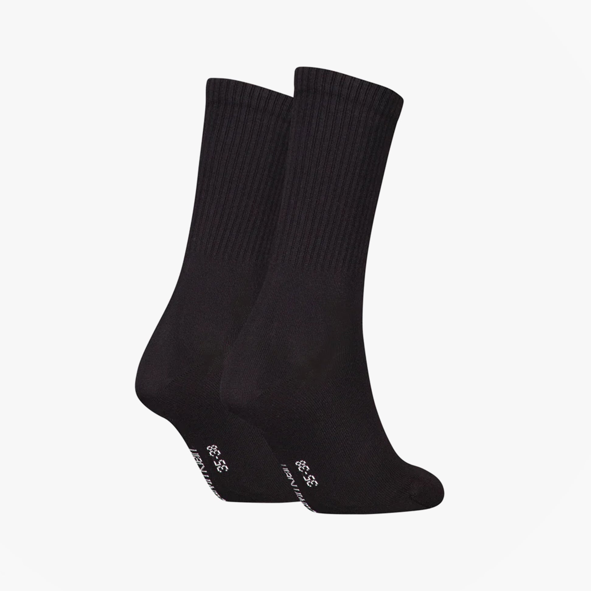 Calvin Klein 2 Pack Logo Trainer Womens Crew Socks Black