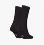 Calvin Klein 2 Pack Logo Trainer Womens Crew Socks Black side view displaying two black crew socks.