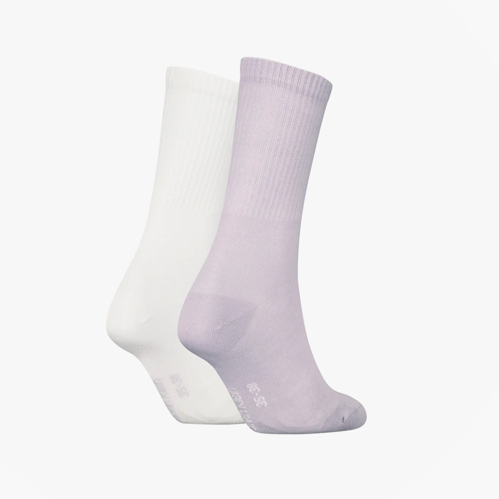 Calvin Klein 2 Pack Logo Trainer Womens Crew Socks Lilac