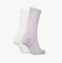 Calvin Klein 2 Pack Logo Trainer Womens Crew Socks Lilac side view showcasing lavender and white color options.