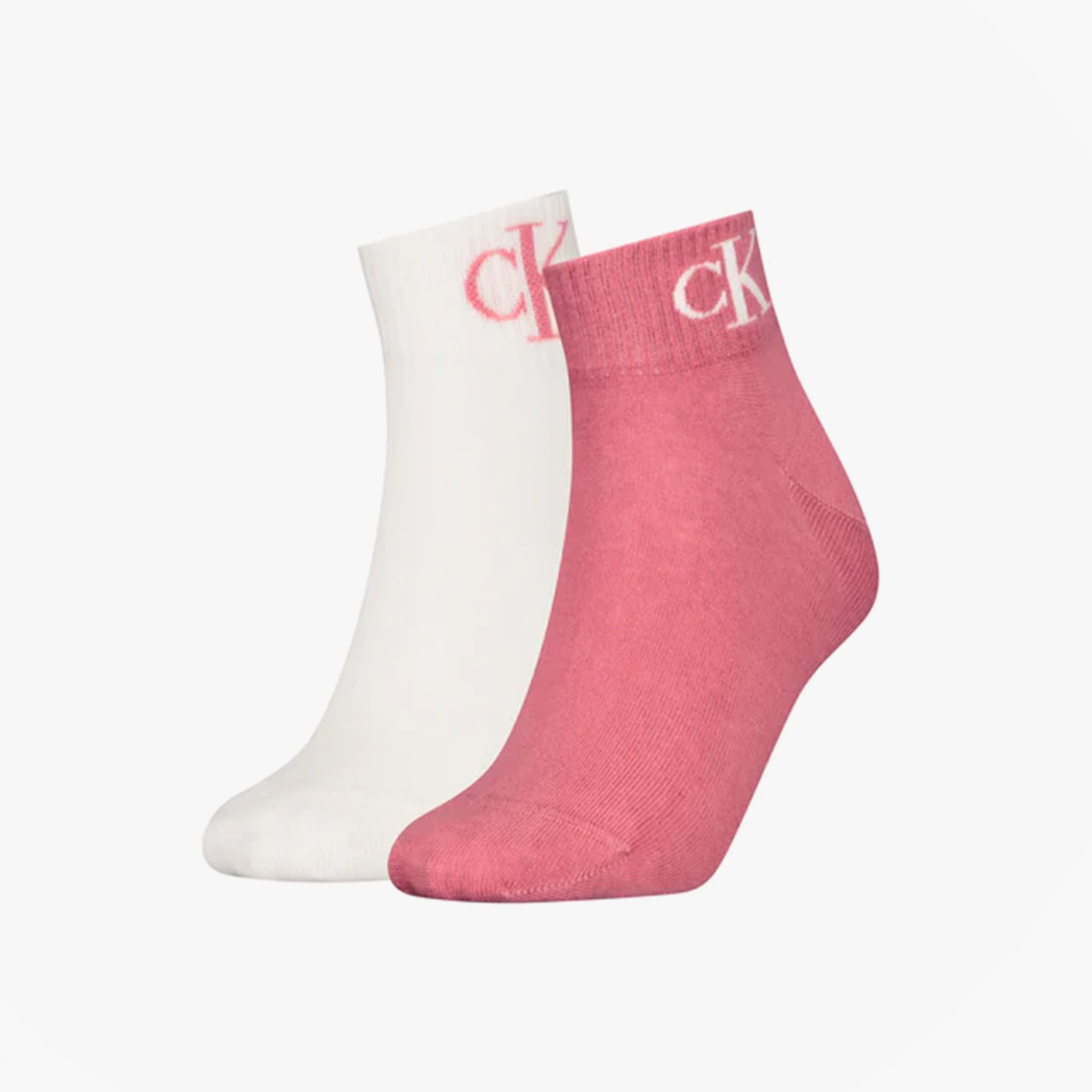 Calvin Klein 2 Pack Logo Trainer Womens Ankle Socks Pink