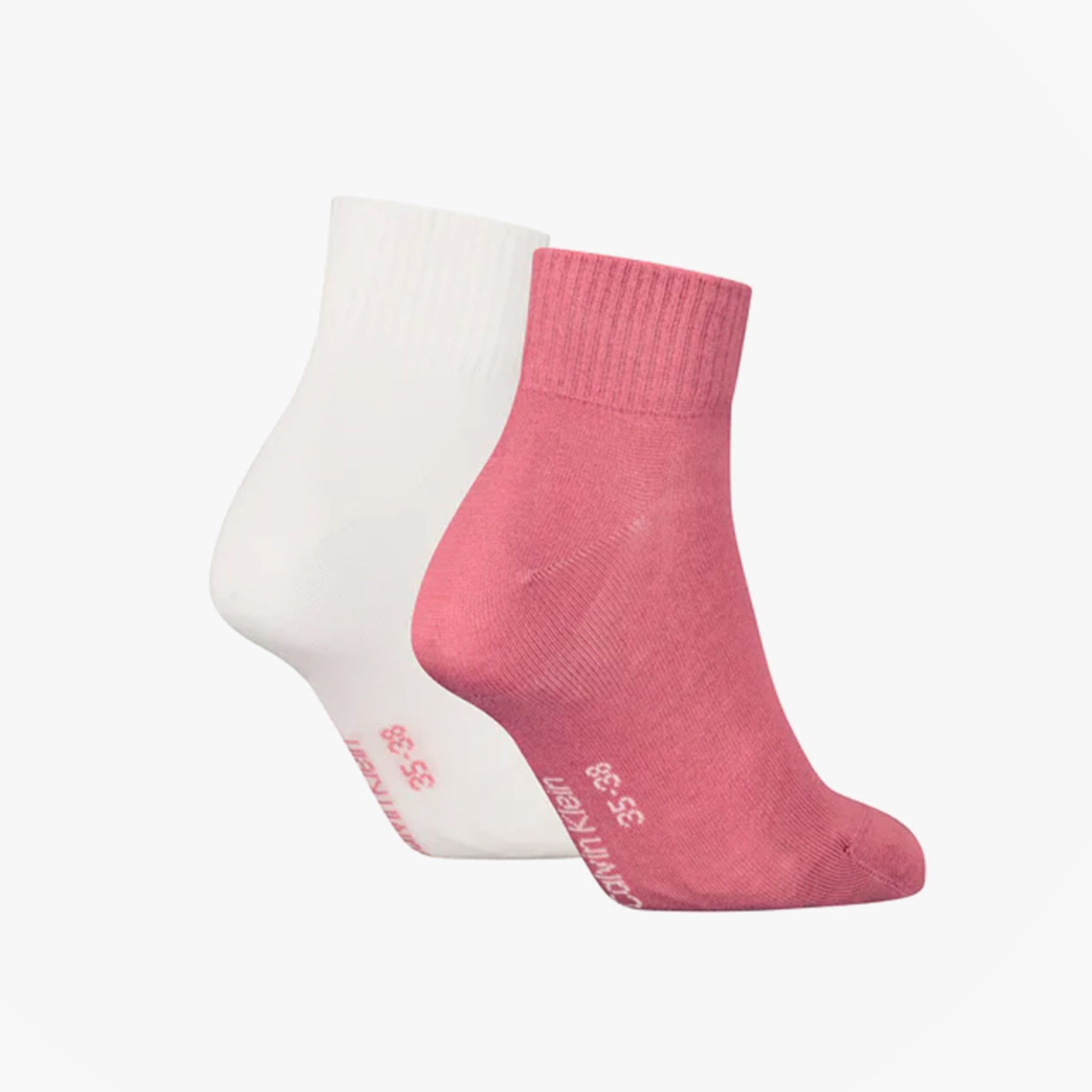 Calvin Klein 2 Pack Logo Trainer Womens Ankle Socks Pink