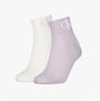 Calvin Klein 2 Pack Logo Trainer Womens Ankle Socks Lilac in side view, featuring lilac and white colors with logo detail.