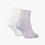 Calvin Klein 2 Pack Logo Trainer Womens Ankle Socks Lilac side view showing lilac and white socks.