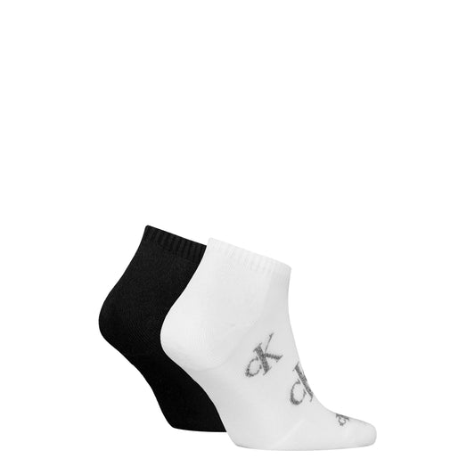 Calvin Klein 2 Pack Logo Trainer Mens Ankle Socks White/Black