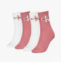 Calvin Klein 4 Pack Giftboxed Trainer Womens Crew Socks Pink Combo front view showcasing pink and white socks.