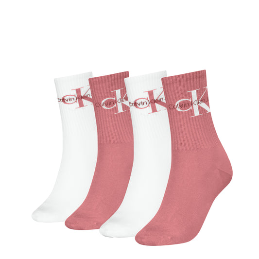 Calvin Klein 4 Pack Giftboxed Trainer Womens Crew Socks Pink Combo
