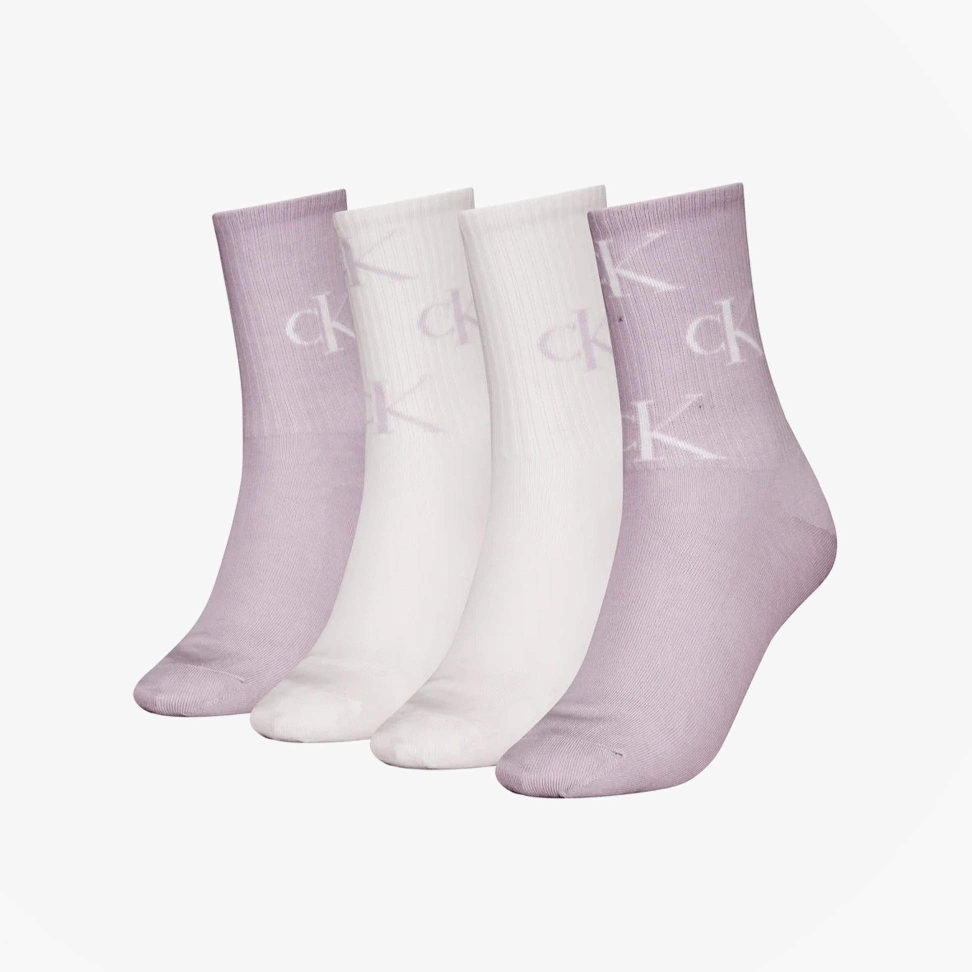 Calvin Klein 4 Pack Giftboxed Trainer Womens Crew Socks Lilac Combo