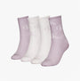 Calvin Klein 4 Pack Giftboxed Trainer Womens Crew Socks Lilac Combo front view showcasing lilac and white socks.