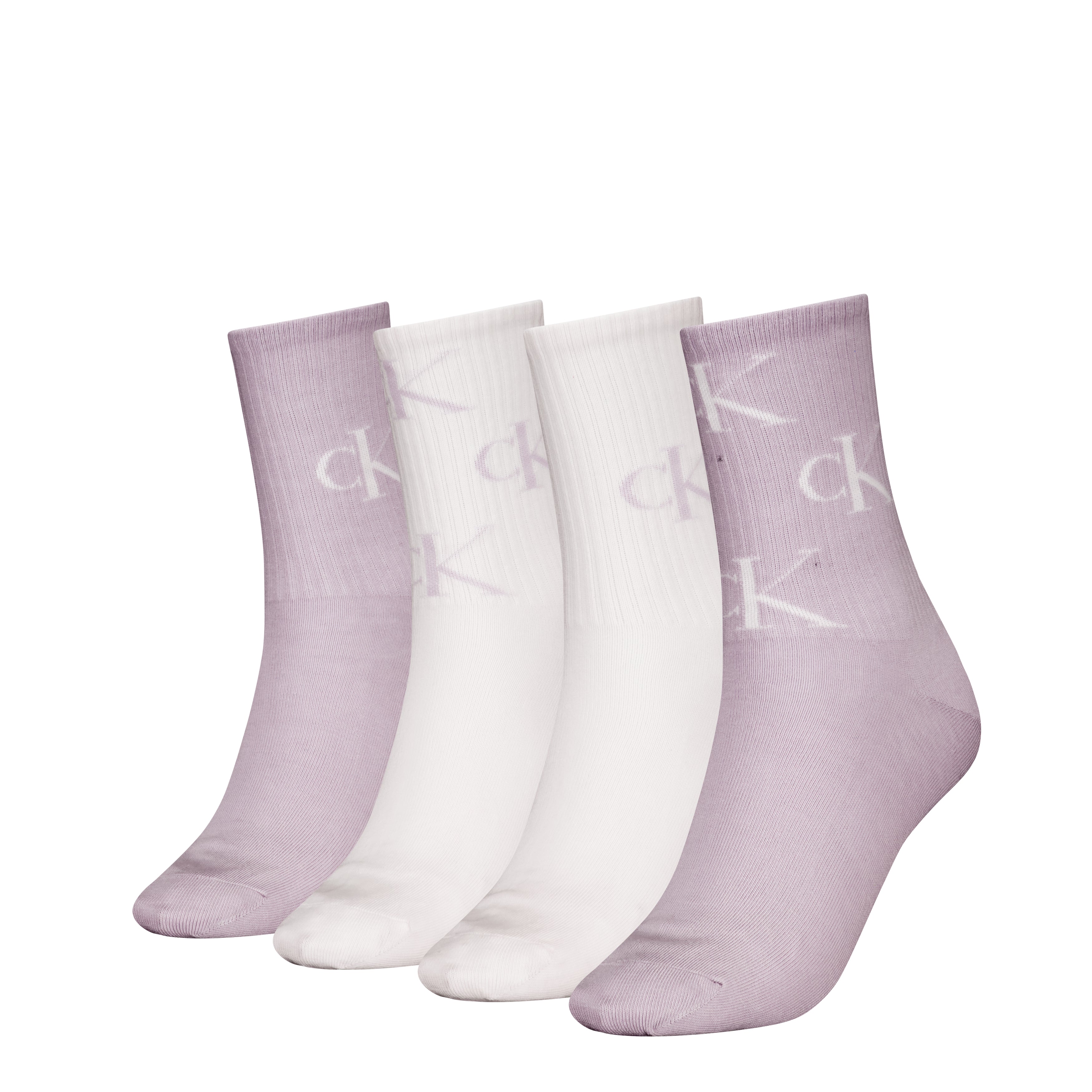 Calvin Klein 4 Pack Giftboxed Trainer Womens Crew Socks Lilac Combo
