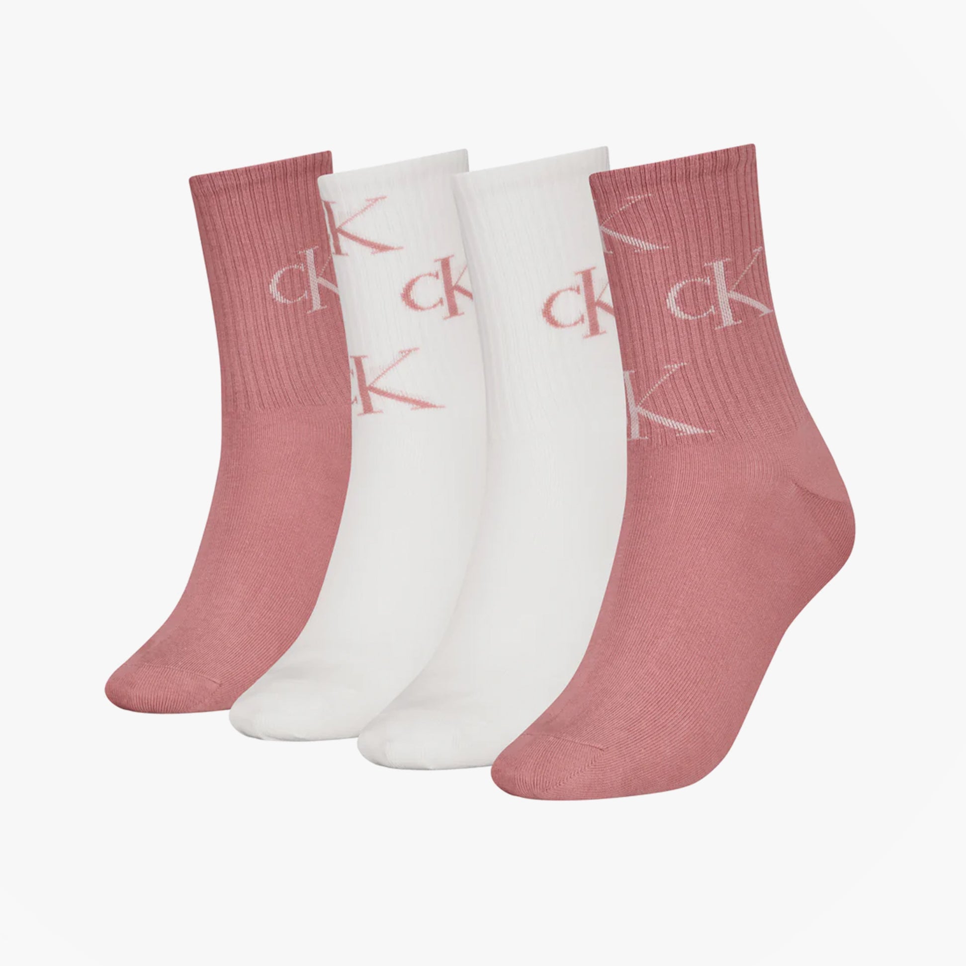 Calvin Klein 4 Pack Giftboxed Trainer Womens Crew Socks Pink Combo