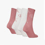 Calvin Klein 4 Pack Giftboxed Trainer Womens Crew Socks Pink Combo, side view showing two pink and two white socks.