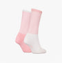 Calvin Klein 2 Pack Trainer Womens Crew Socks Pink side view showing pink and white striped design.