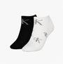 Calvin Klein 2 Pack Trainer Womens Ankle Socks White/Black side view showing one black and one white sock with logo.