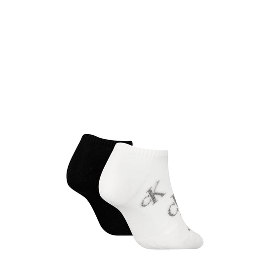 Calvin Klein 2 Pack Trainer Womens Ankle Socks White/Black