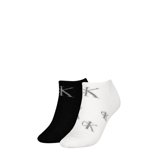 Calvin Klein 2 Pack Trainer Womens Ankle Socks White/Black