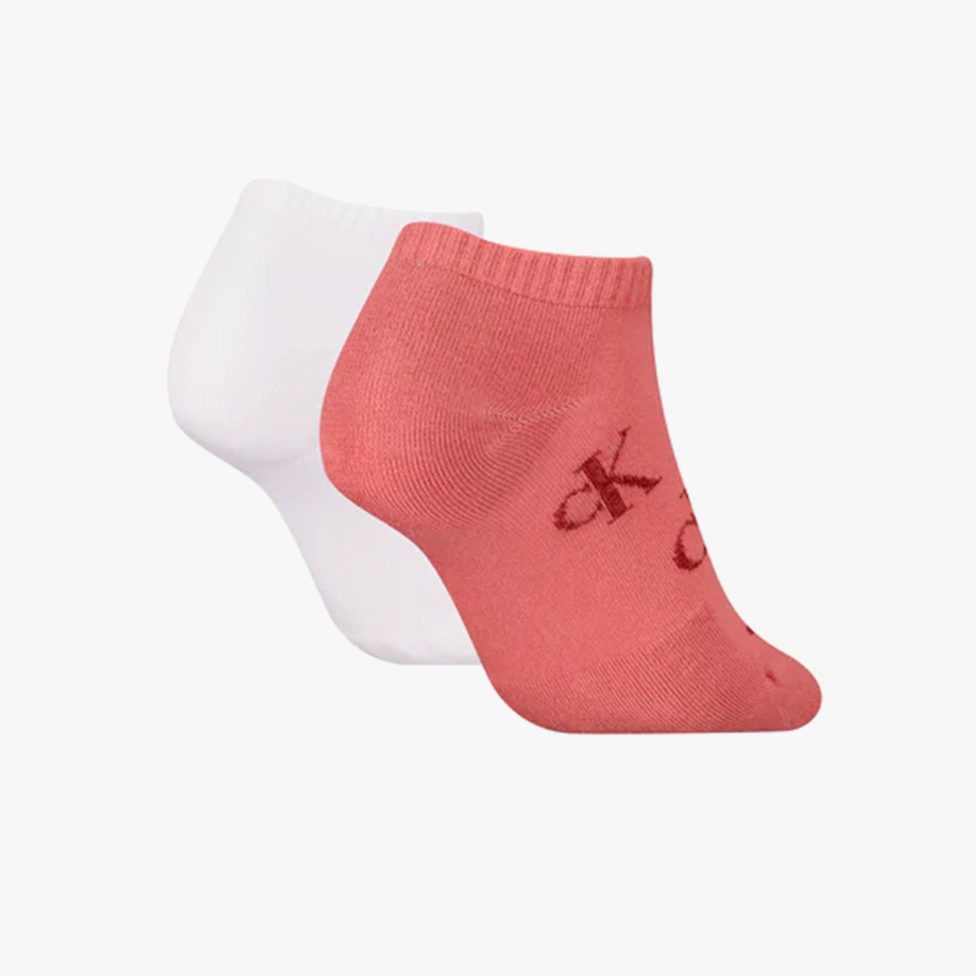 Calvin Klein 2 Pack Trainer Womens Ankle Socks Pink/White