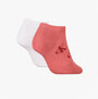 Calvin Klein 2 Pack Trainer Womens Ankle Socks Pink/White side view showing pink and white sock pair.
