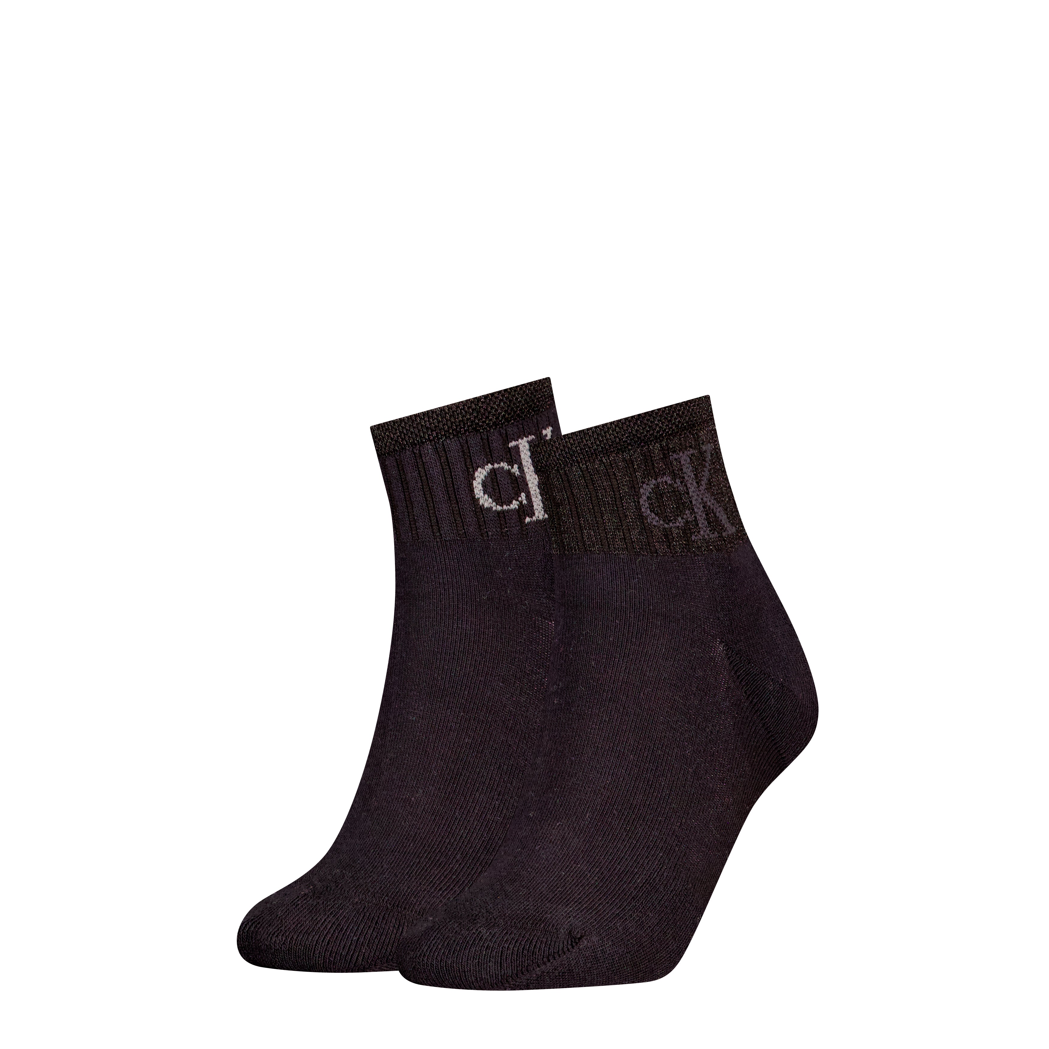 Calvin Klein 2 Pack Trainer Womens Ankle Socks Black