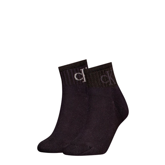 Calvin Klein 2 Pack Trainer Womens Ankle Socks Black