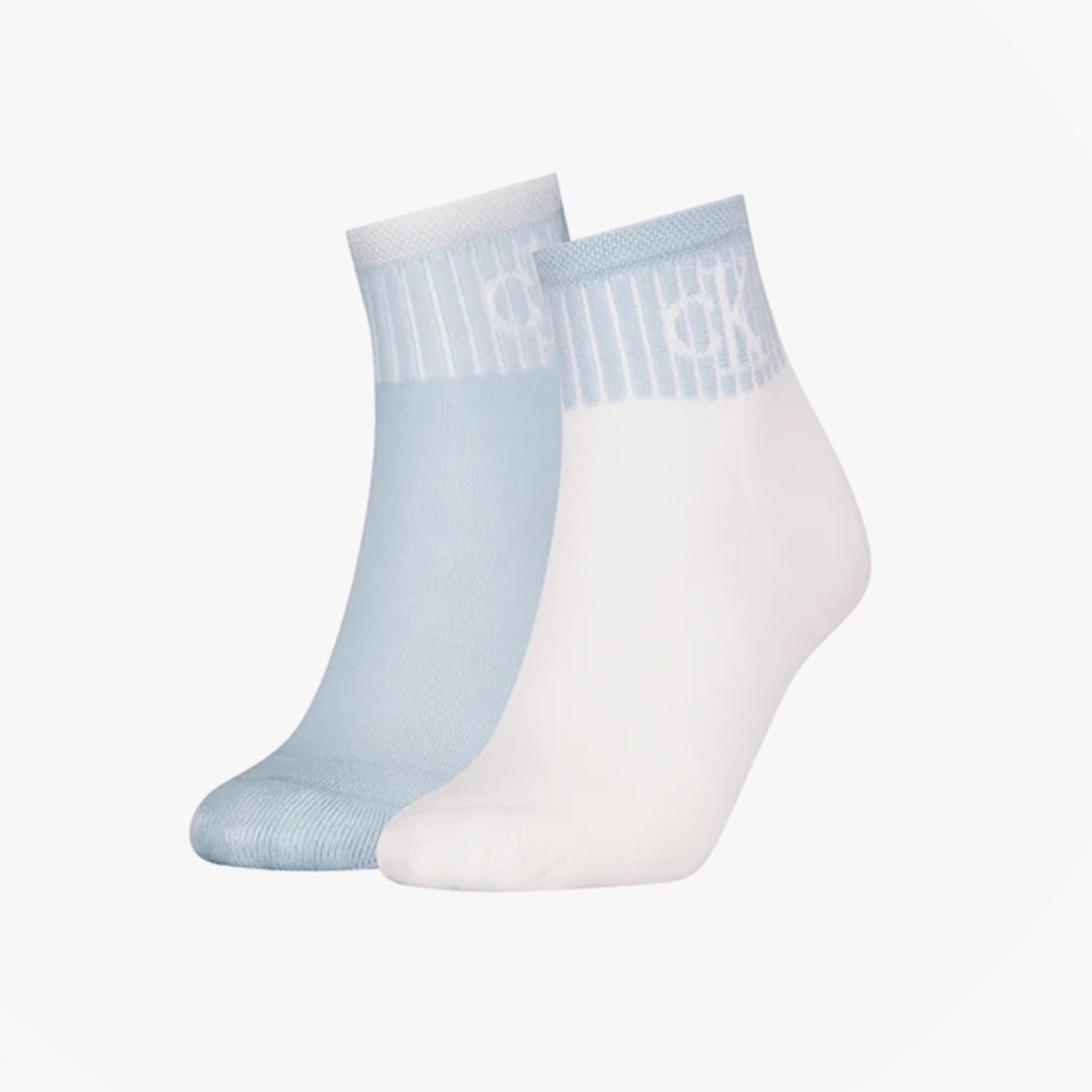 Calvin Klein 2 Pack Trainer Womens Ankle Socks Blue/White