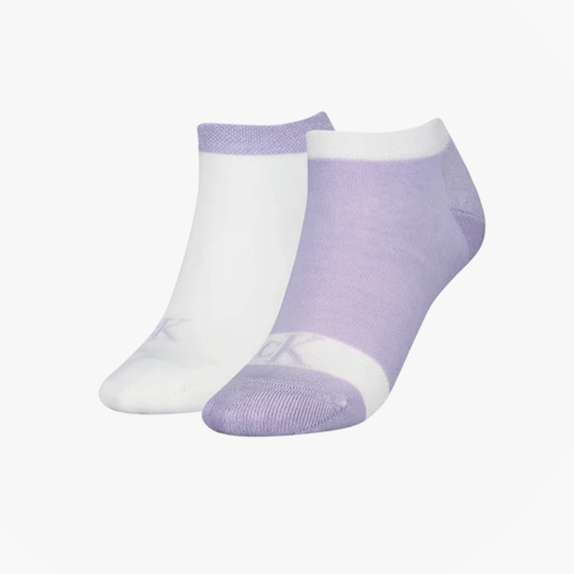 Calvin Klein 2 Pack Trainer Womens Ankle Socks Lilac/White