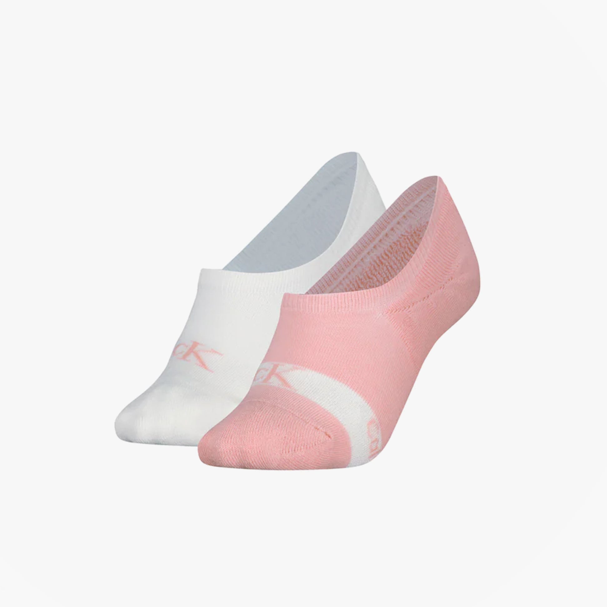 Calvin Klein 2 Pack Womens Invisible Socks Pink/White
