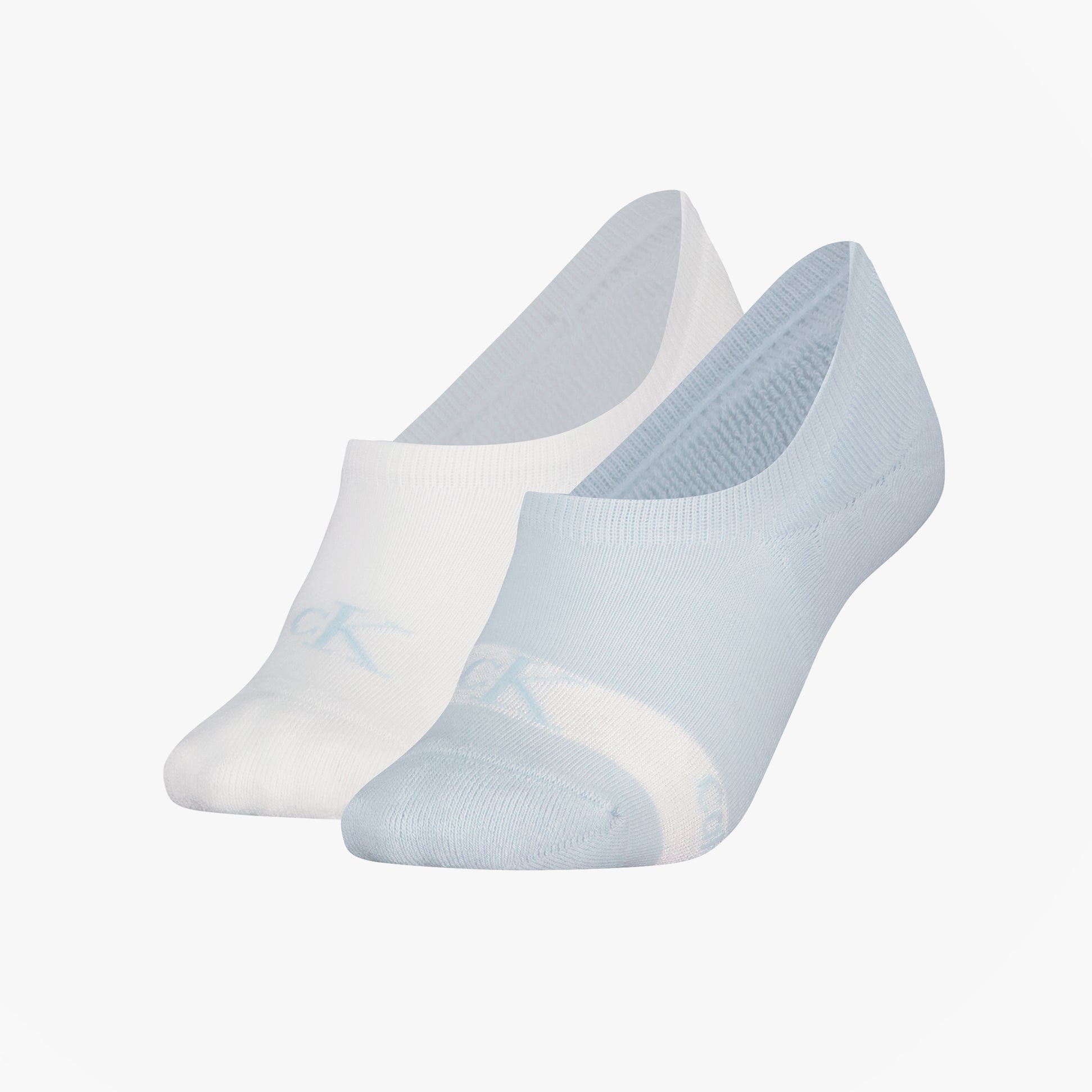 Calvin Klein 2 Pack Womens Invisible Socks Blue/White