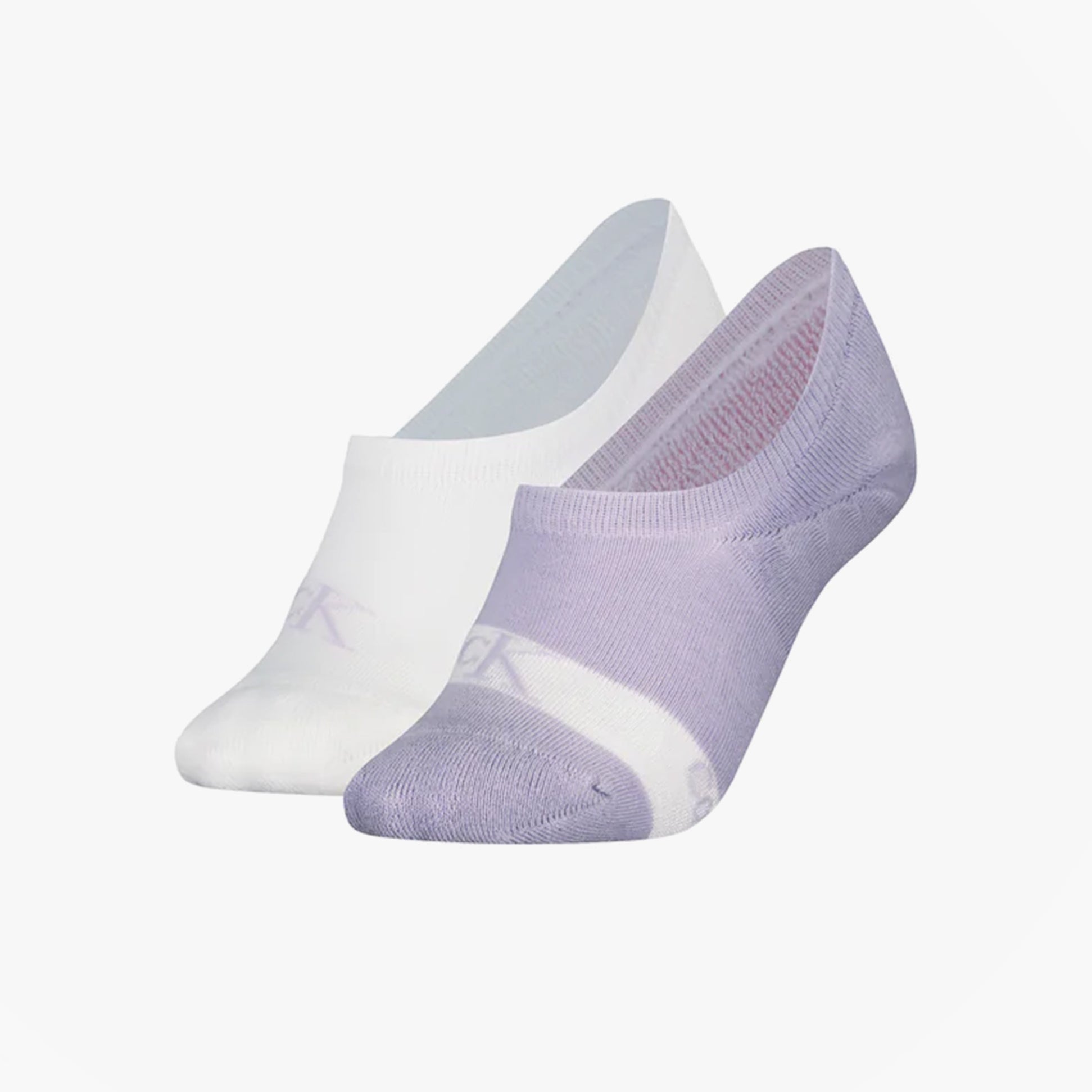 Calvin Klein 2 Pack Womens Invisible Socks Lilac/White