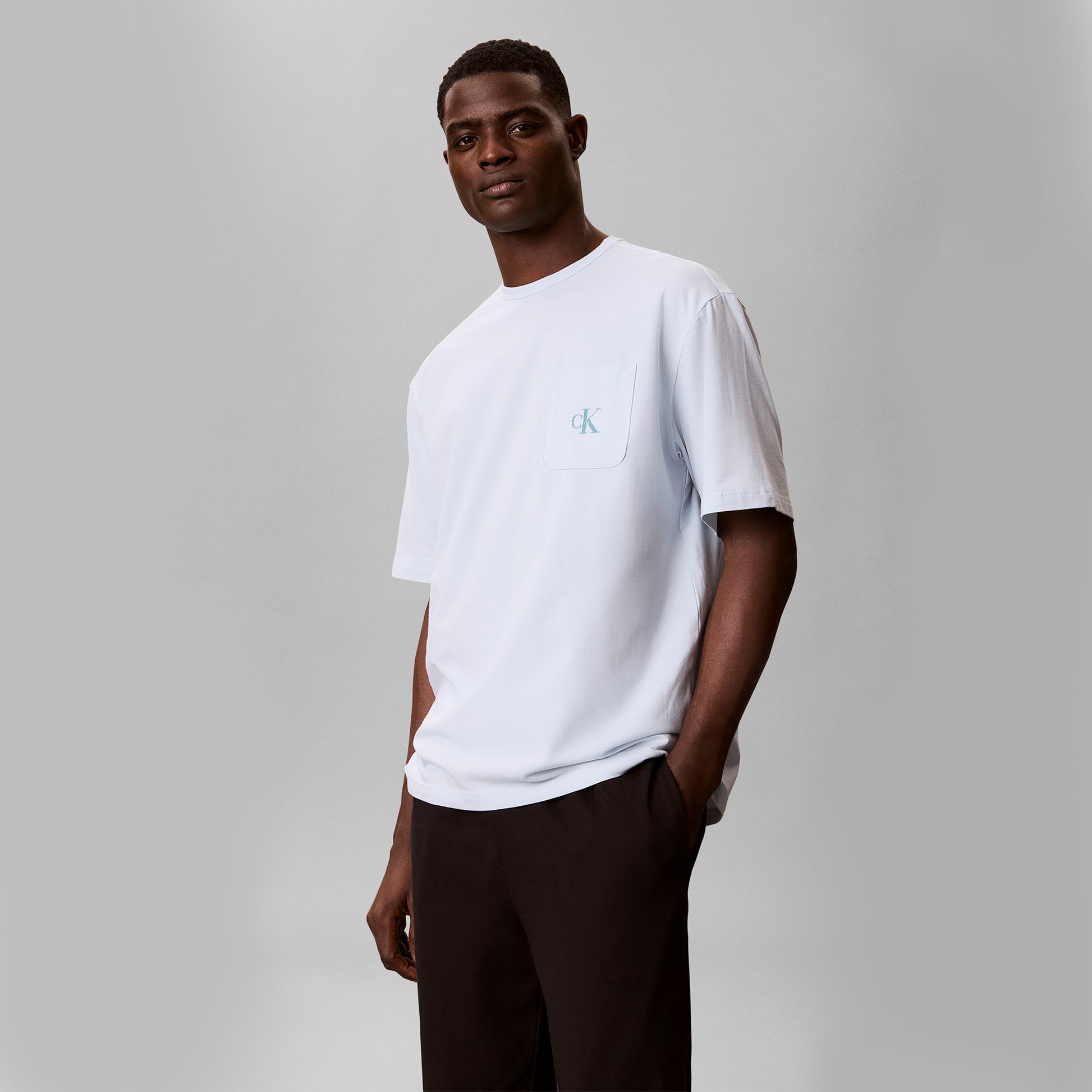 Calvin Klein MONOGRAM S/S CREW NECK Mens T-Shirt Ballad Blue