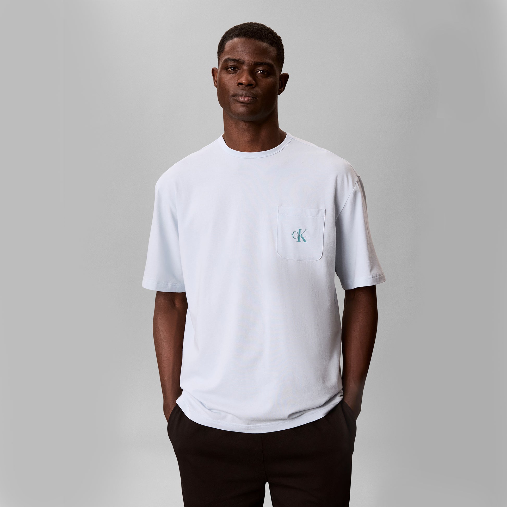 Calvin Klein MONOGRAM S/S CREW NECK Mens T-Shirt Ballad Blue
