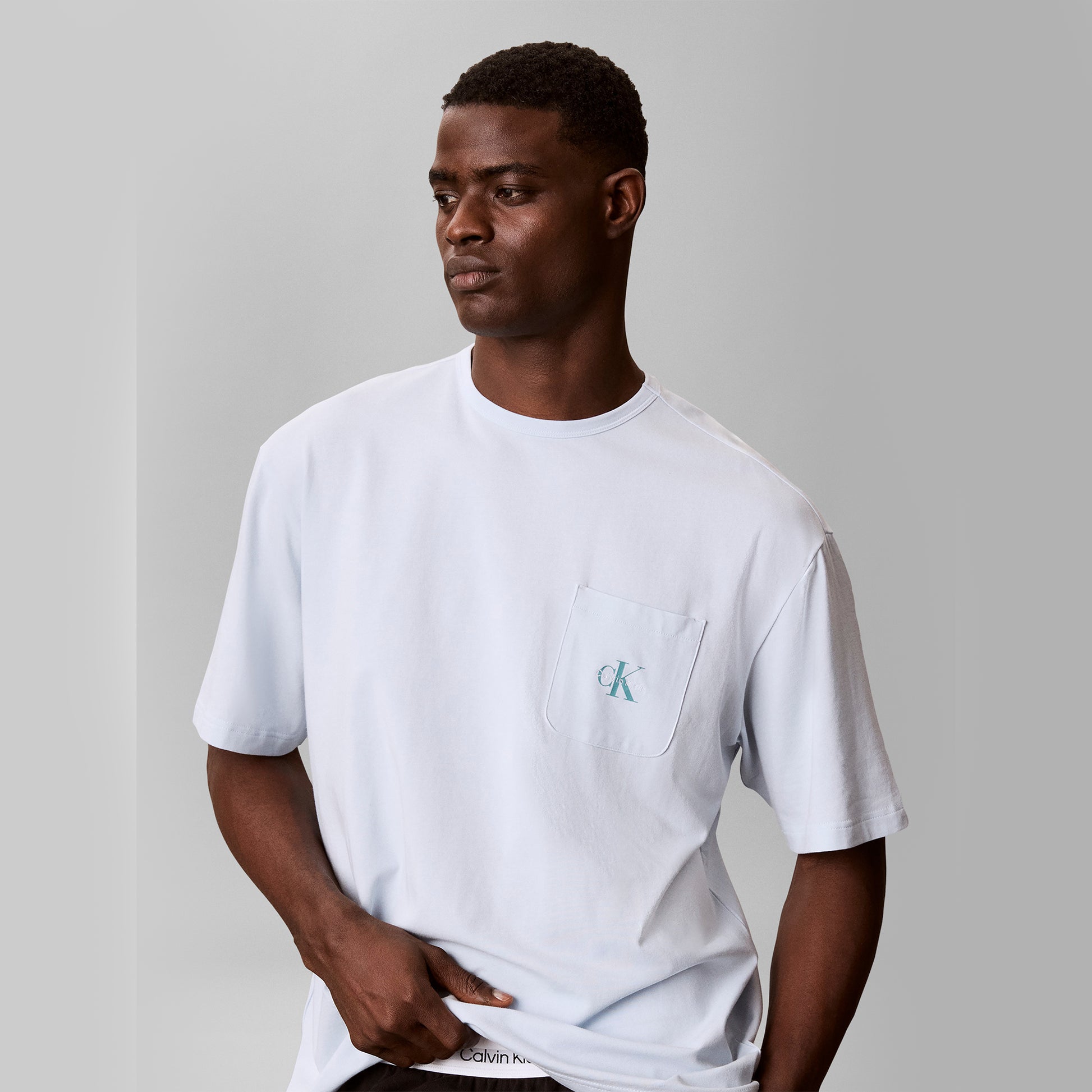 Calvin Klein MONOGRAM S/S CREW NECK Mens T-Shirt Ballad Blue