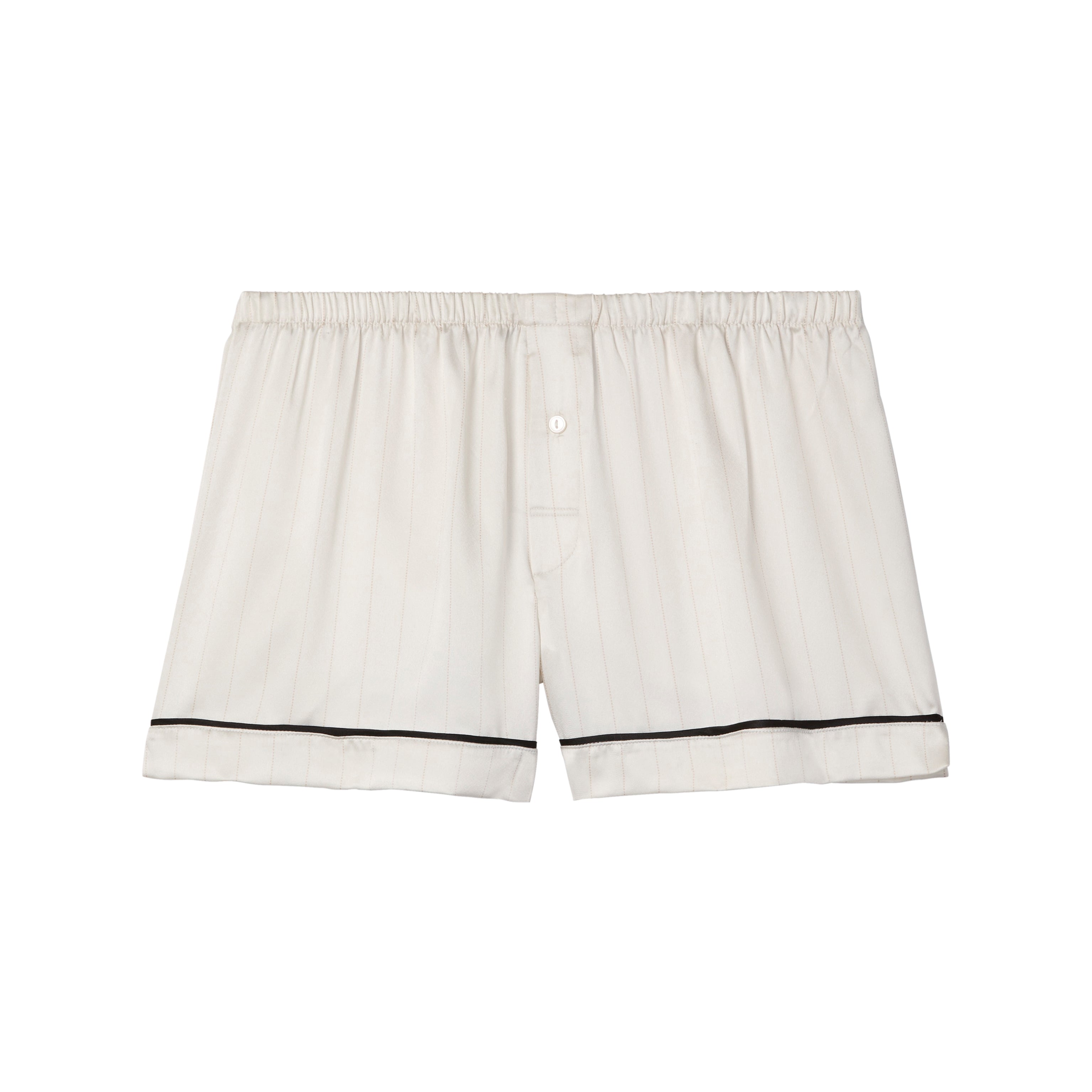 Calvin Klein SATIN SHORT Womens Shorts Dotted Logo Pinstripe Ivory