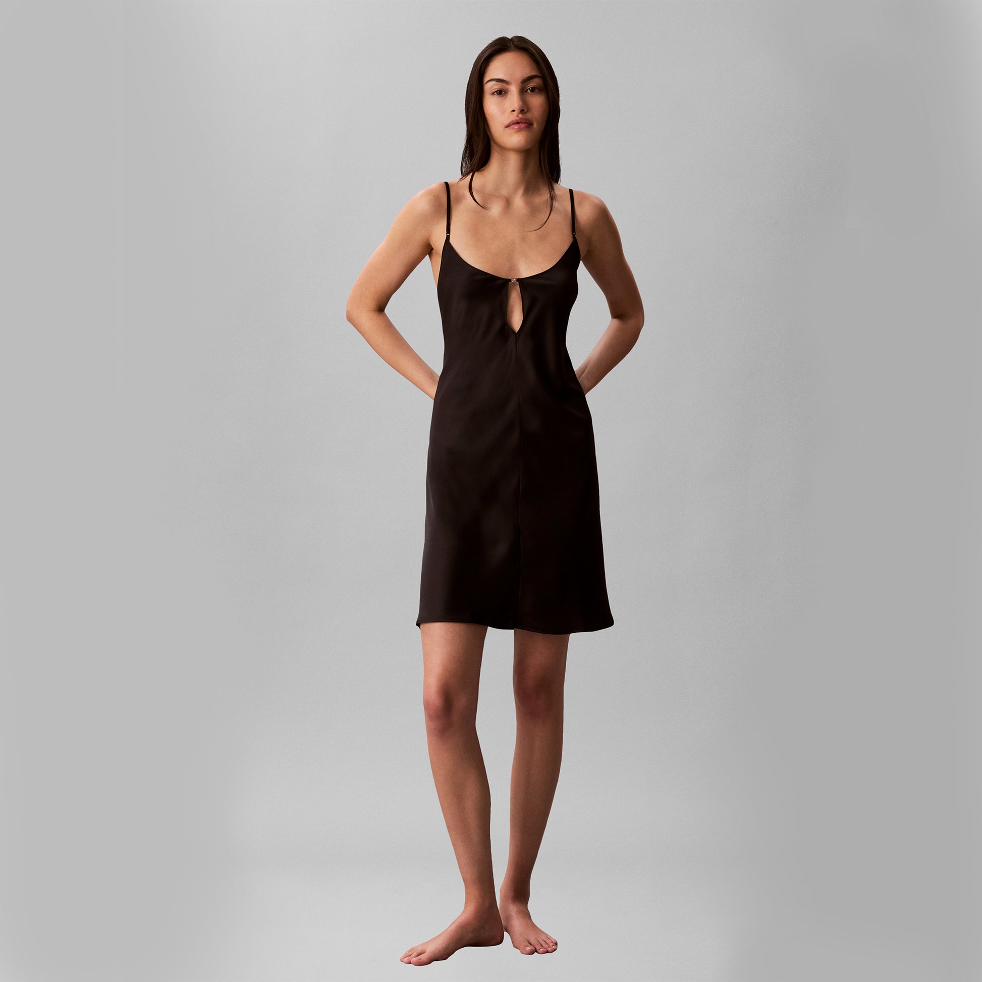 Calvin Klein SATIN CHEMISE Womens Nightdress Black