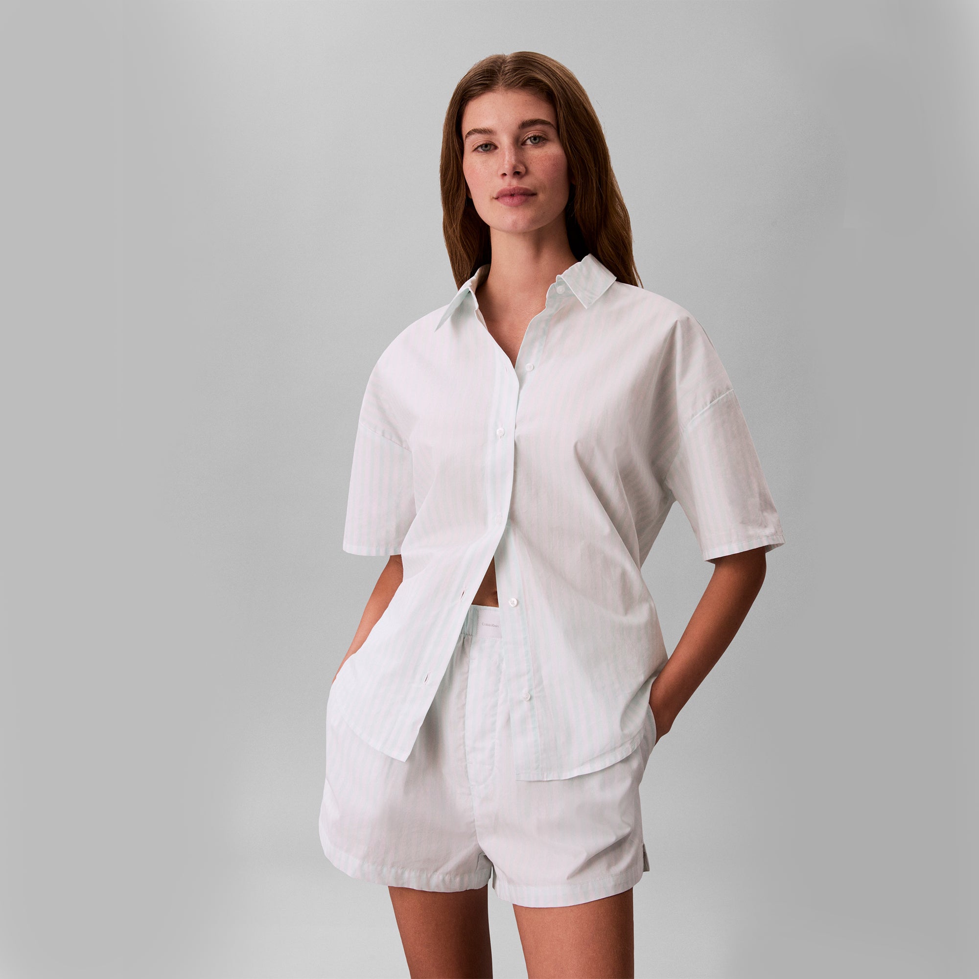 Calvin Klein S/S SHIRT SHORT SET Womens Pyjama Set Mint