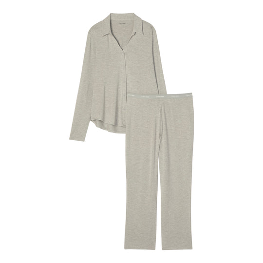 Calvin Klein LS SHIRT Set Womens Pyjama Set Grey Heather