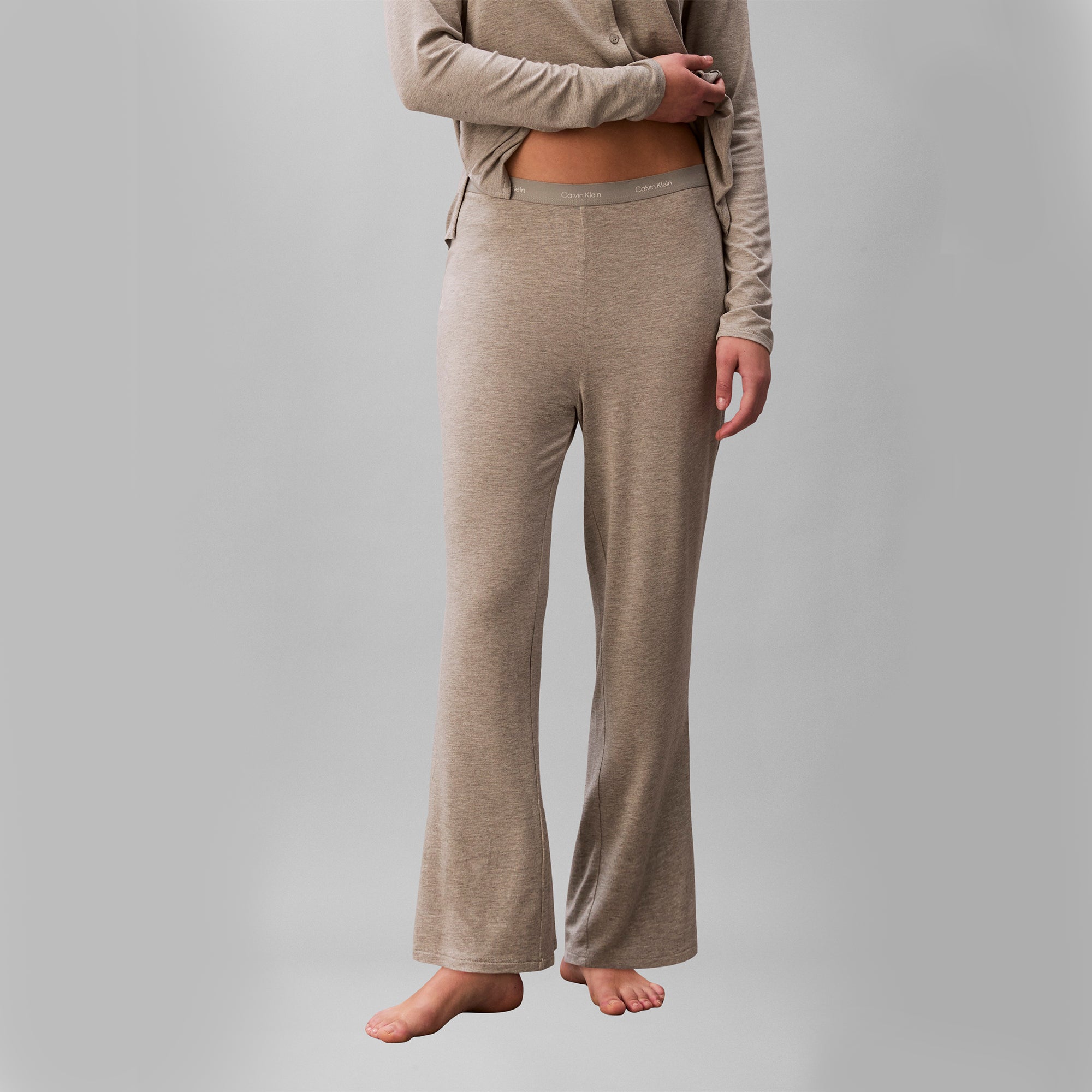 Calvin Klein LS SHIRT Set Womens Pyjama Set Grey Heather