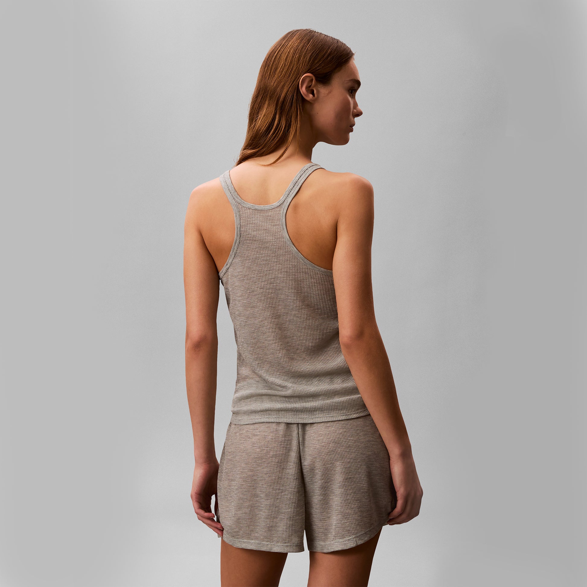 Calvin Klein TISSUE WAFFLE TANK Womens Loungewear Grey Heather