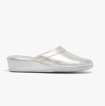 Chaleur FLORENCE Womens Mule Slippers Silver