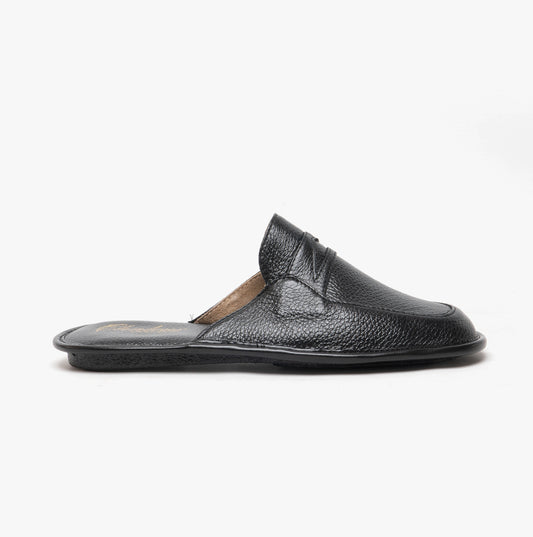 Chaleur MARCO Mens Milled Leather Mules Black