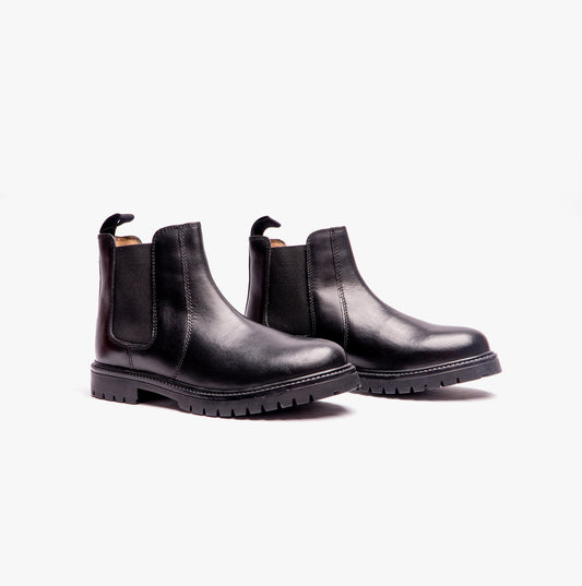 Roamers B525A Unisex Kids Leather Chelsea Boots Black