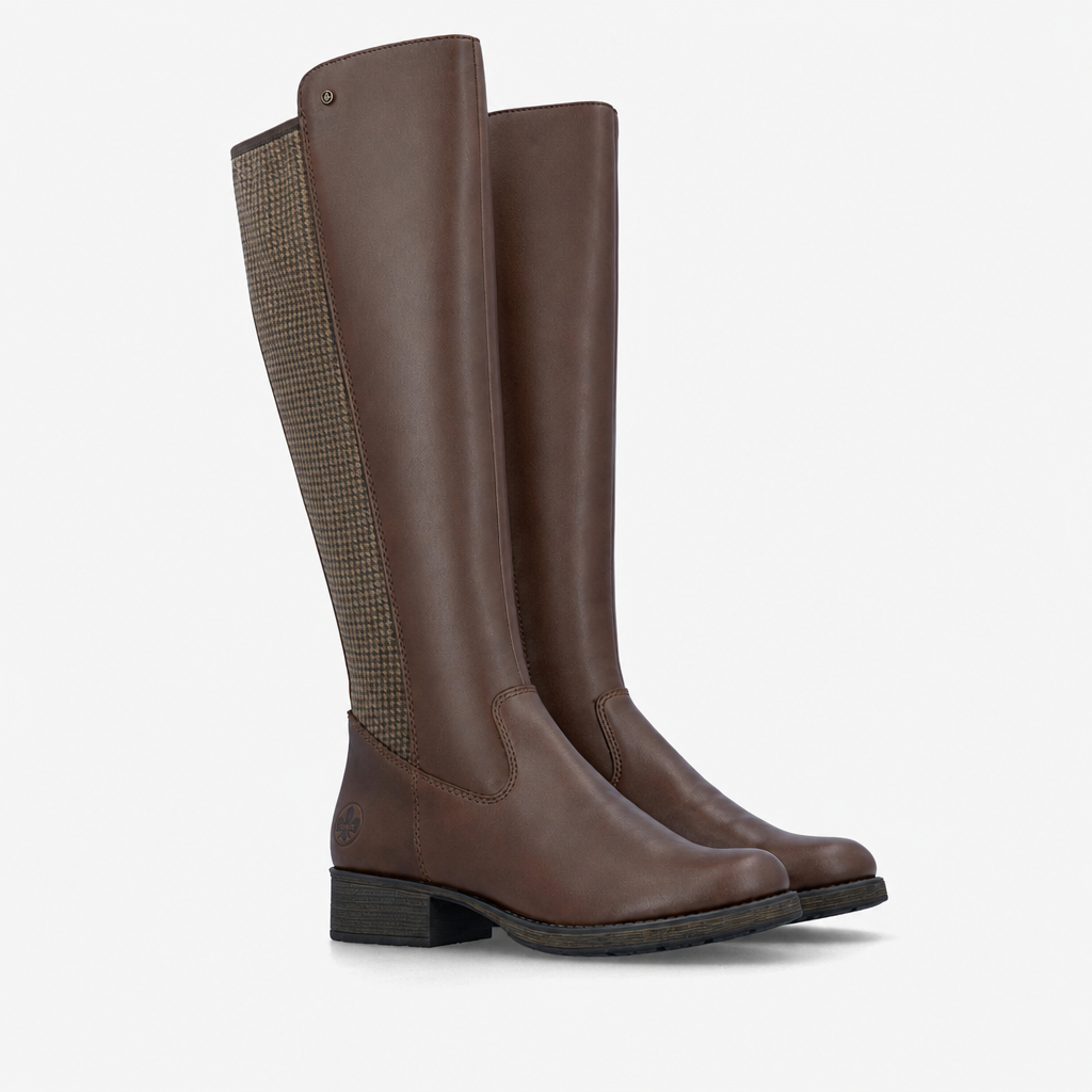 Rieker Z9591 Womens Knee High Boots Ebony/Beige-Black/Chestnut