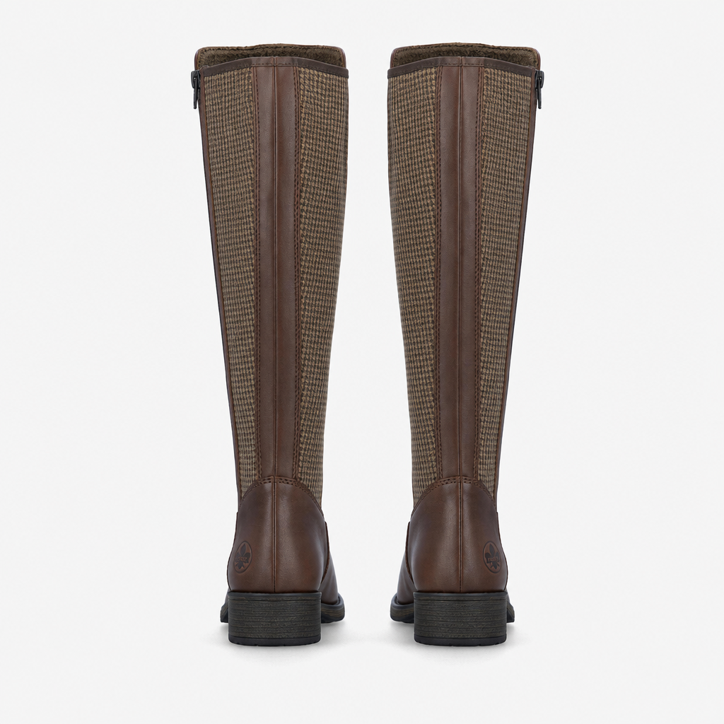 Rieker Z9591 Womens Knee High Boots Ebony/Beige-Black/Chestnut