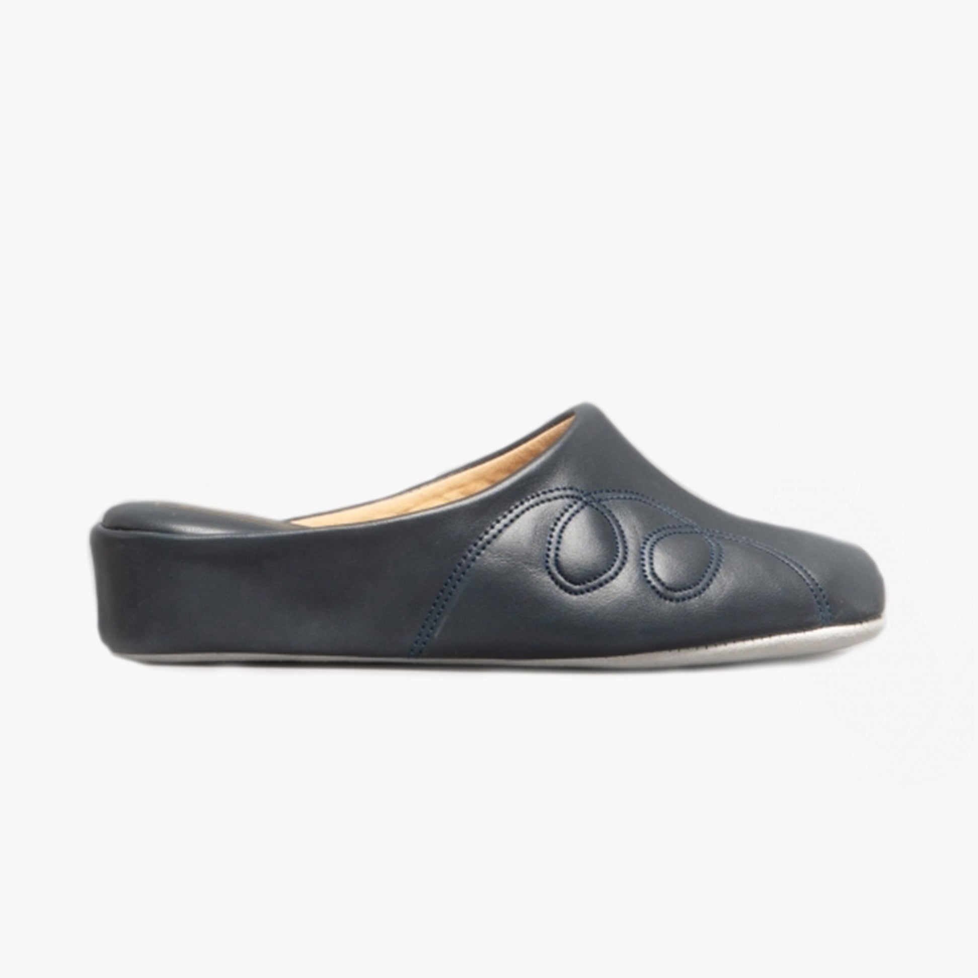 Cincasa Menorca MAHON Womens Leather Mule Slippers Navy