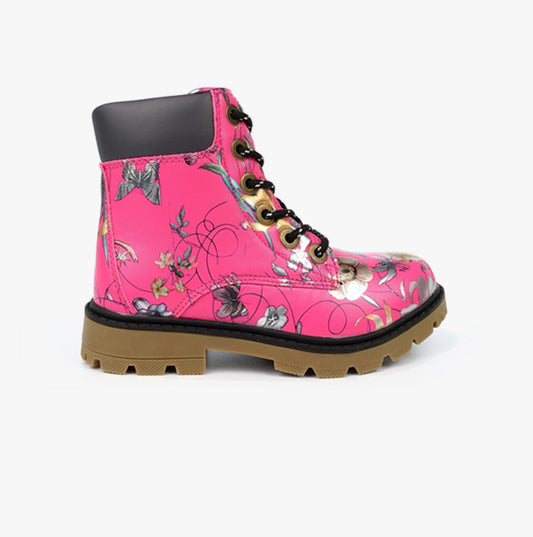 Cipriata SONIA Girls Lace Up Ankle Boot Fuchsia Floral
