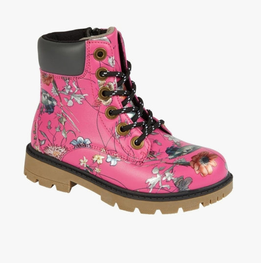 Cipriata SONIA Girls Lace Up Ankle Boot Fuchsia Floral